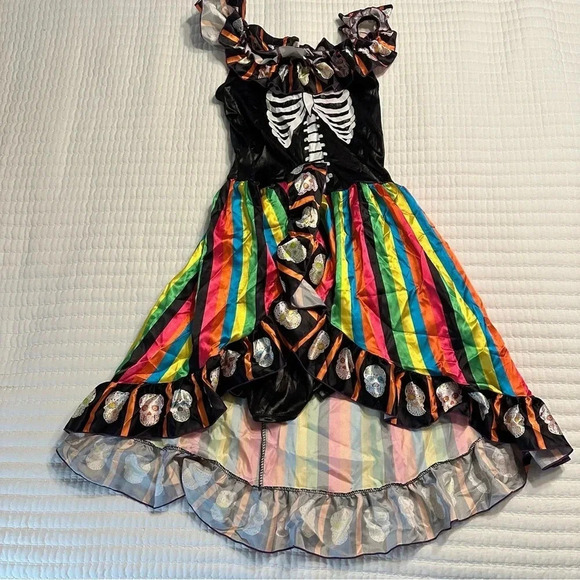 Kids Rainbow Sugar Skull Costume - Picture 5 of 12